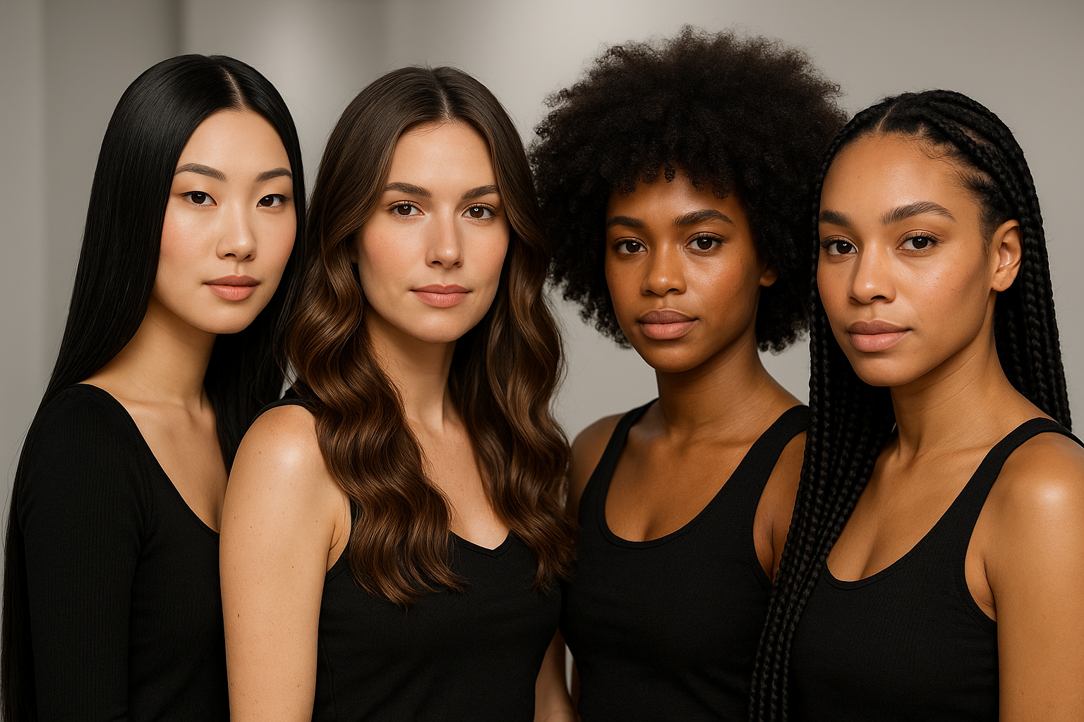 plusieurs personne avec des texture de cheveux différente